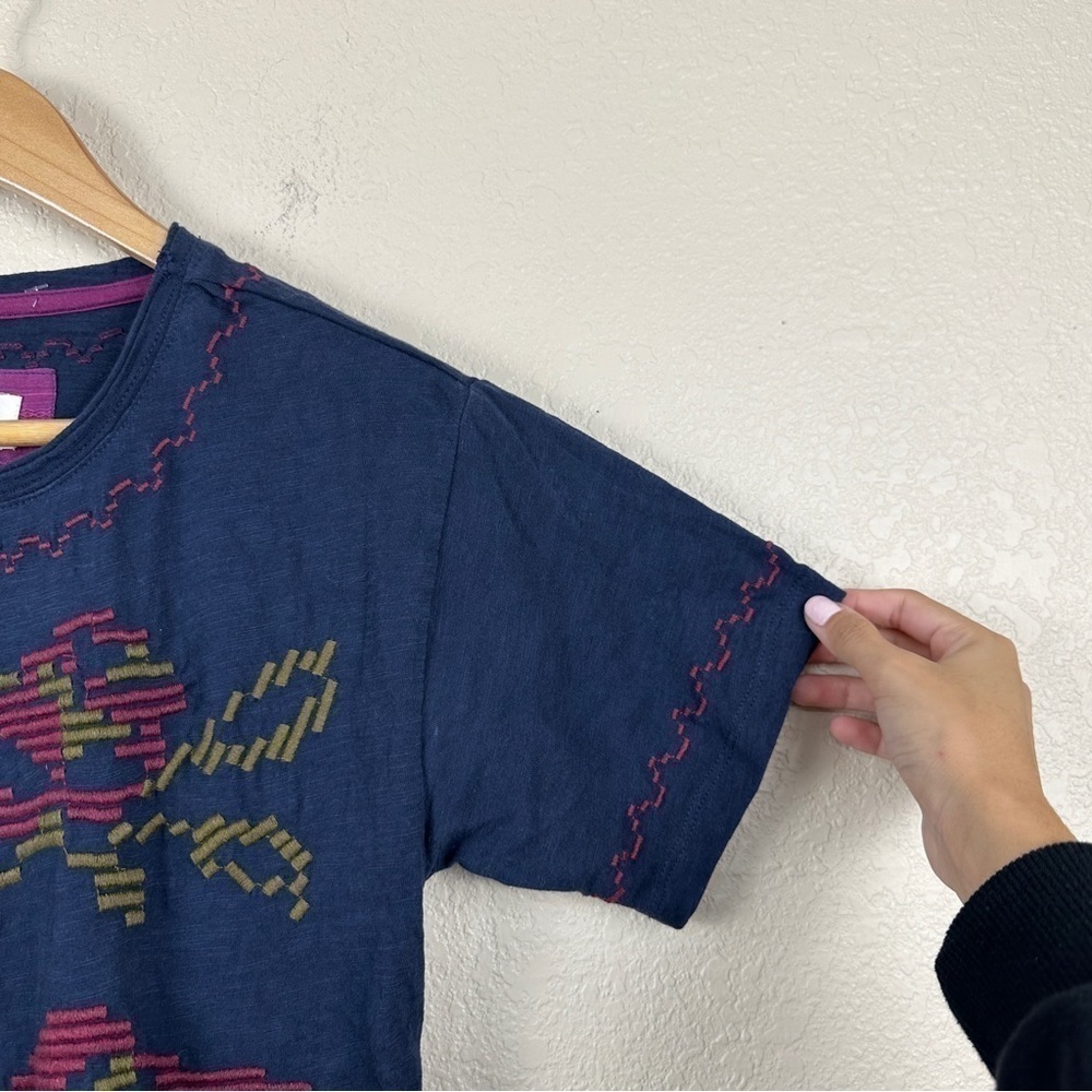 by Anthropologie Alice Embroidered Crew Neck Cotton Short Sleeve Top Size XS - Picture 5 of 12